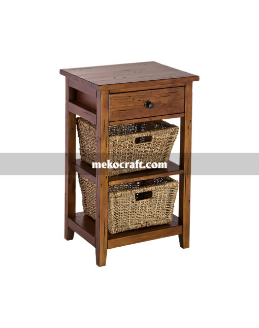 Wooden cabinet with 2 seagrass drawers