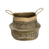 Palm leaf foldable basket with black pattern 2 Palm leaf foldable basket with black pattern 1