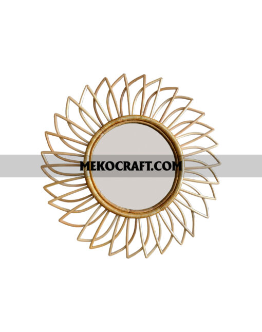 Rattan circular mirror
