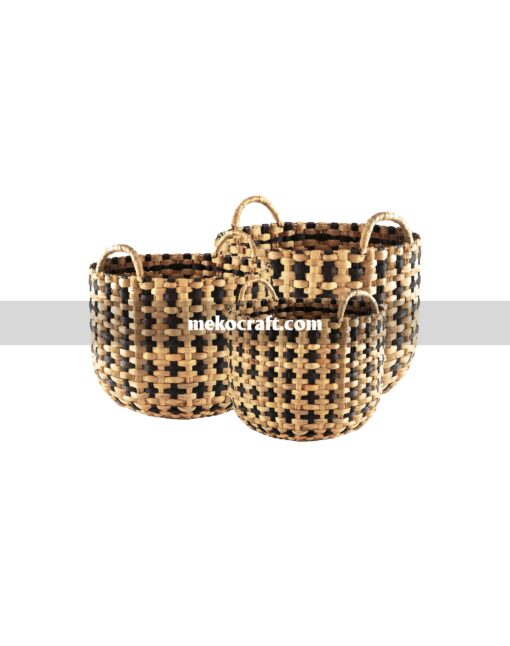 Round water hyacinth basket S/3