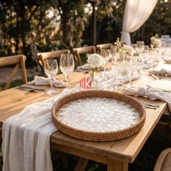 Petal Mosaic Mixed Material Round Tray